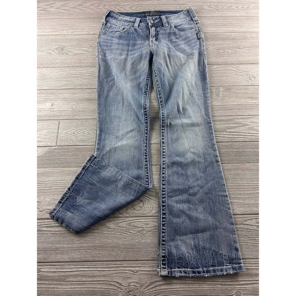 Silver Jeans Co Suki Mid Bootcut Jeans W28 L32 Medium Wash Distressed L9916SDA17